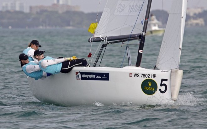 Nic Souter,Stacey Jackson and Rayshelle Martin - fourth - 2010 Miami OCR ISAF Sailing Cup ©  Rolex / Dan Nerney